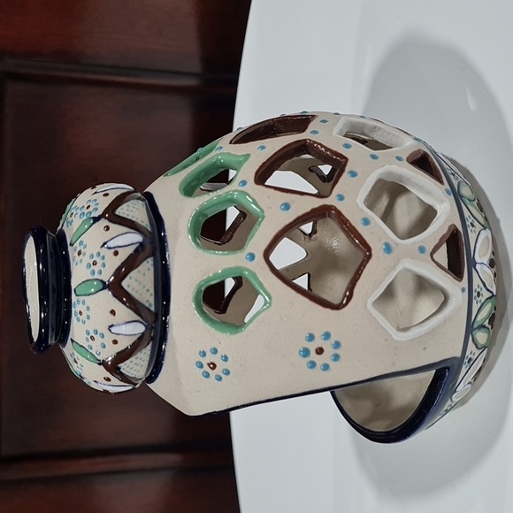 Javier Servin Mexico Hand Painted & Signed Ceramic Tea Light Candle Holder - Picture 4 of 8